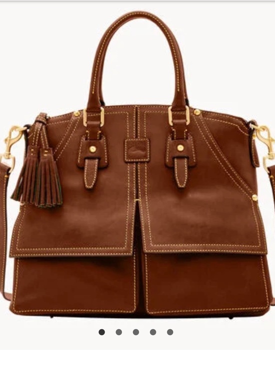 Dooney & Bourke Handbags - Structured Brown Leather Tote Bag with Tassel